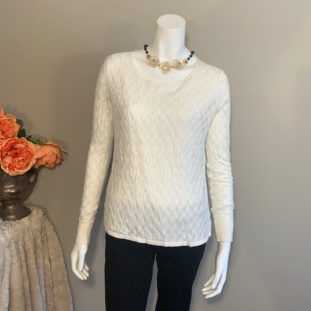 Ann Taylor ivory top with front overlay XS